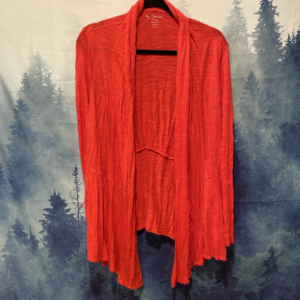 Chico's Travelers Red Open Front Stretch Cardigan Jacket 2 Medium